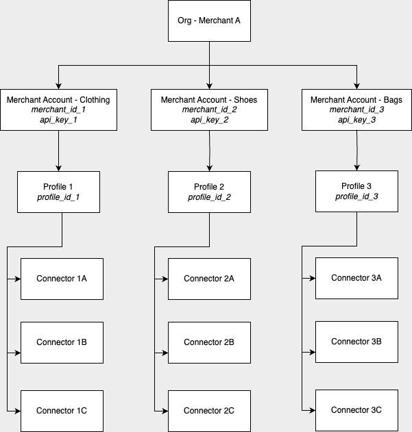 A merchant with multiple merchant accounts and a single business profile in each merchant account
